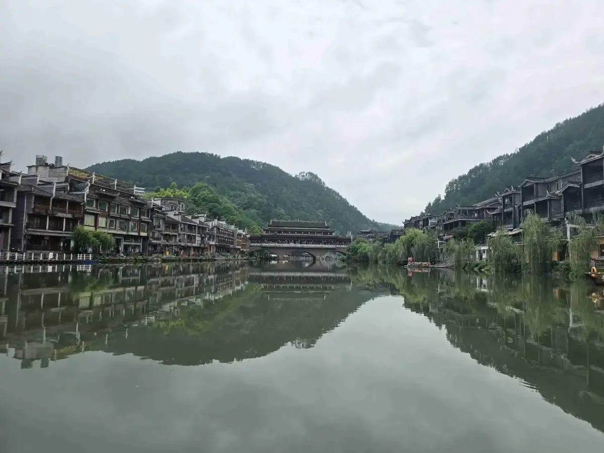 Wooden stilted houses along the Tuojiang River